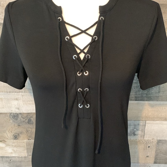 White House Black Market Black Dress With Tie Front - Picture 6 of 16